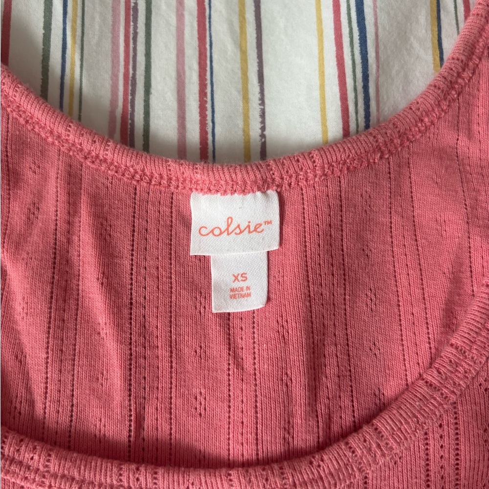 Colsie Pink Ribbed Crop Tank Top - Picture 2 of 3